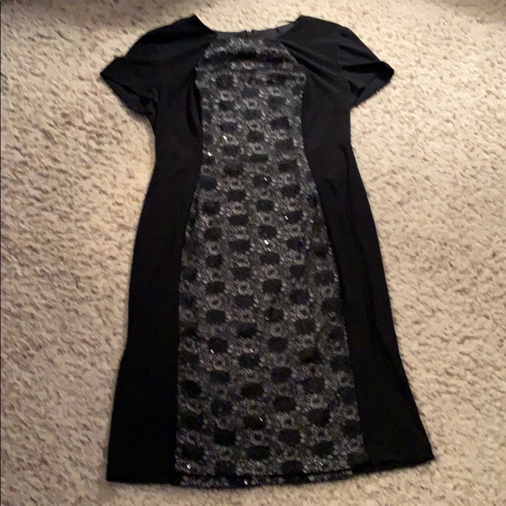 Knee length slip dress with lace and sequins